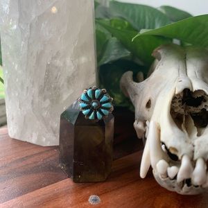 Sterling turquoise petit point ring